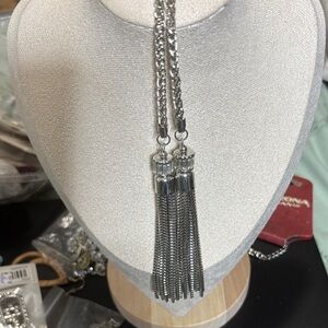 Chic Silver Tassel Necklace